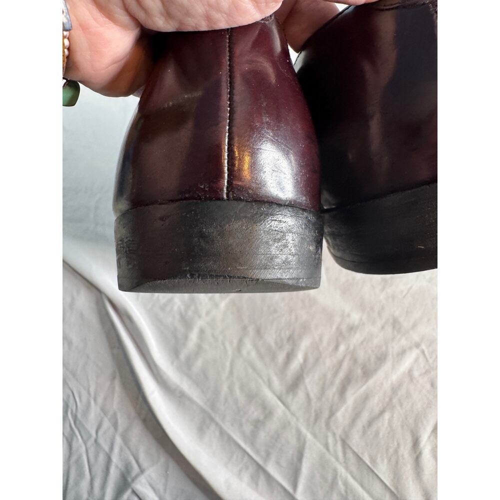 Vintage Cole Haan Mens 11 D Burgundy Leather Cap Toe Oxford Dress Shoes - Picture 9 of 10